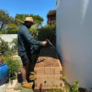 raised garden bed timber drainage irrigated maleny